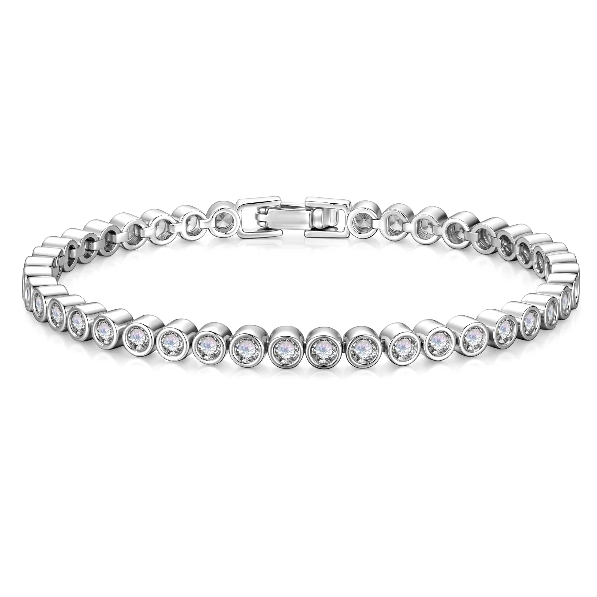 Yoosteel Bezel CZ tennis bracelet, White gold