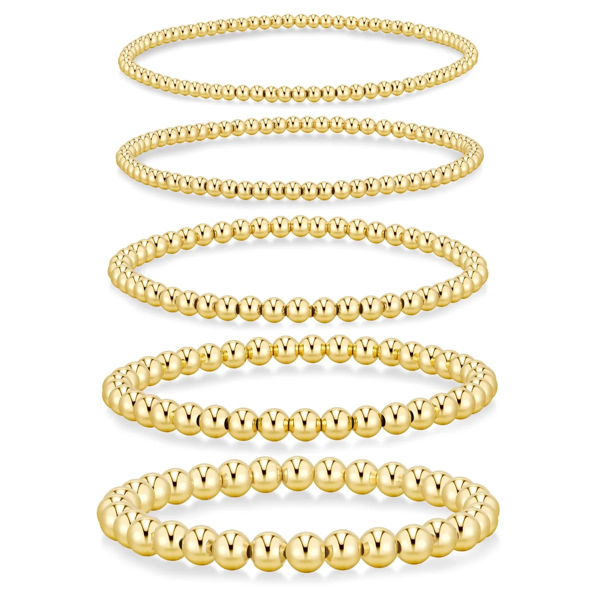 Yoosteel Graduated bead bracelet set, Gold