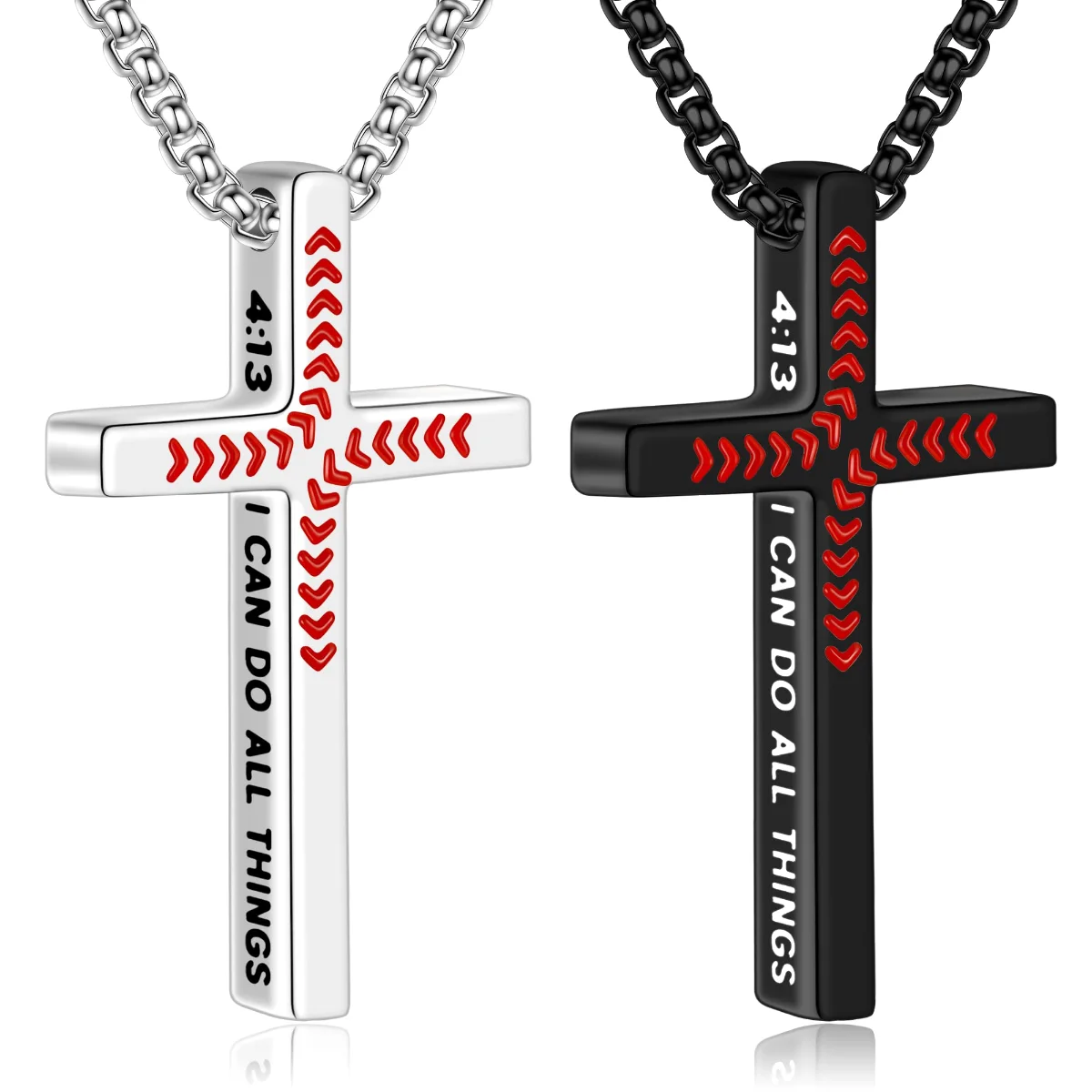 Yoosteel Baseball cross necklace pair, Steel