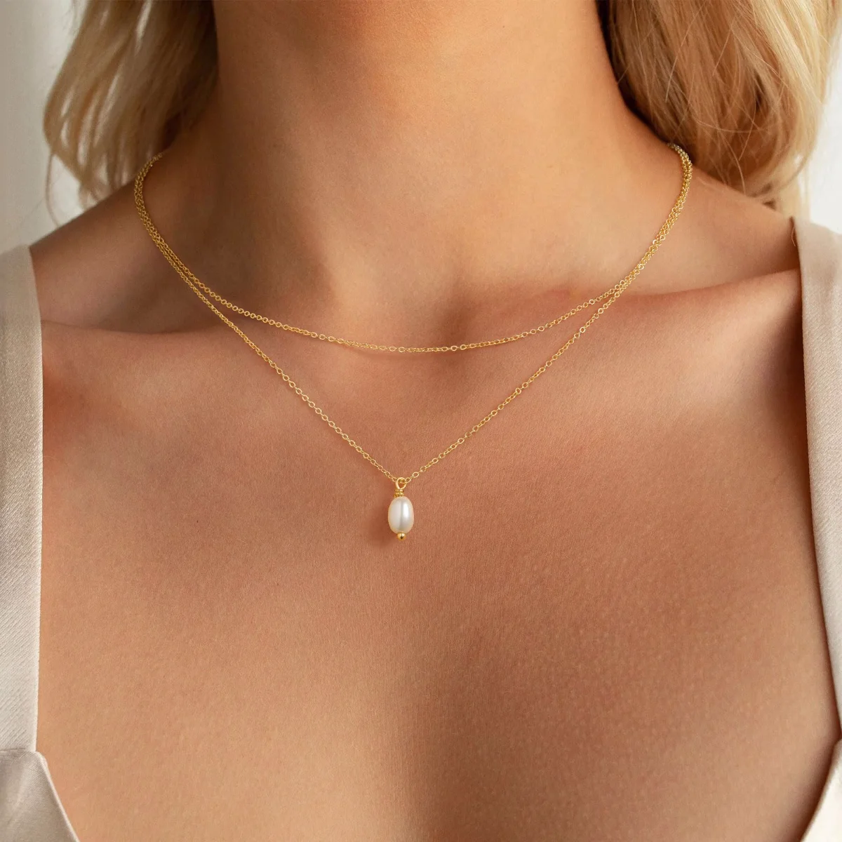 Yoosteel Layered pearl necklace, Gold